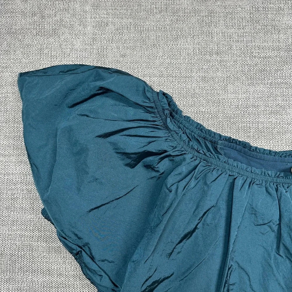 Free People Intimately Bodysuit Women Small Teal  Ruffle Off Shoulder